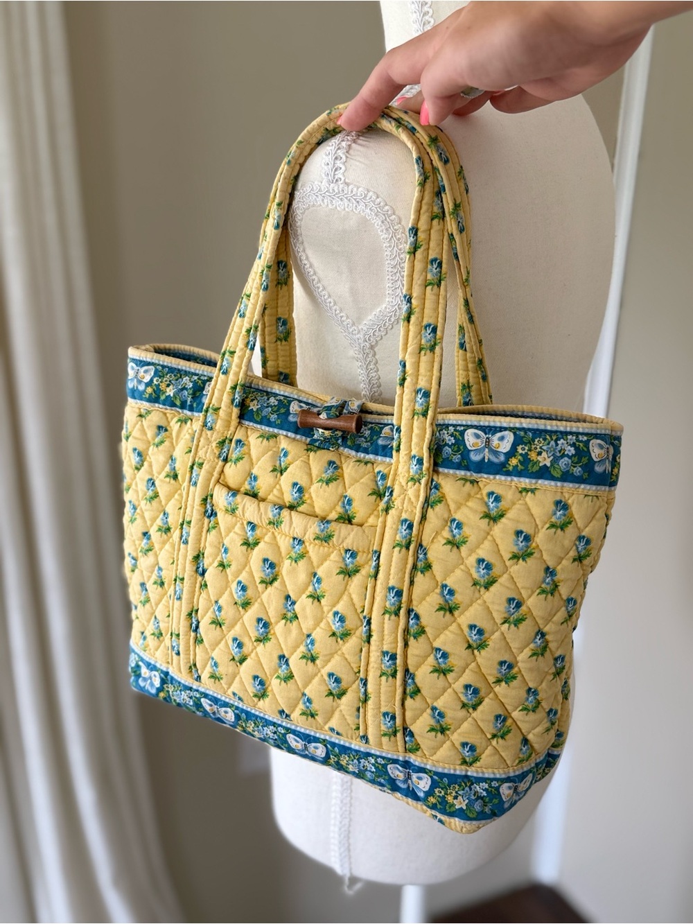 Vintage Vera Bradley Katherine Original Villager Tote Quilted Cotton Retired - Picture 3 of 8